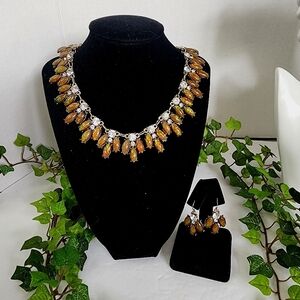 Statement AB Collar Necklace Earrings Set